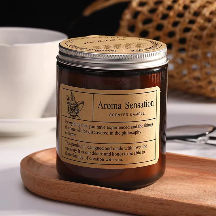 Wholesale Custom Logo Luxury Elegant Heat Resistant Round Clear Glass Jars Soy Wax Scented Candles