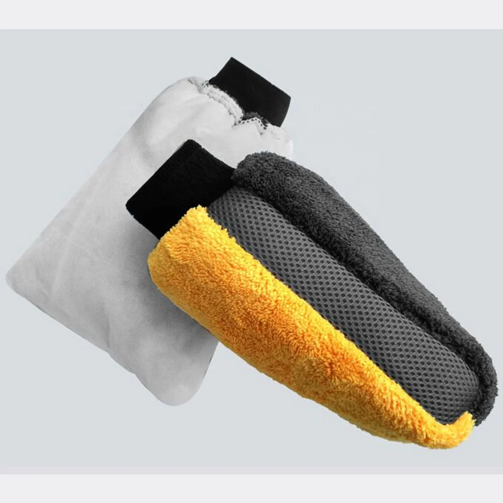 Car Wash Gloves Coral fleece Microfiber Washing Mitt Ultra Soft Thick Double-side Home Cleaning Tool Car Wash Accessories