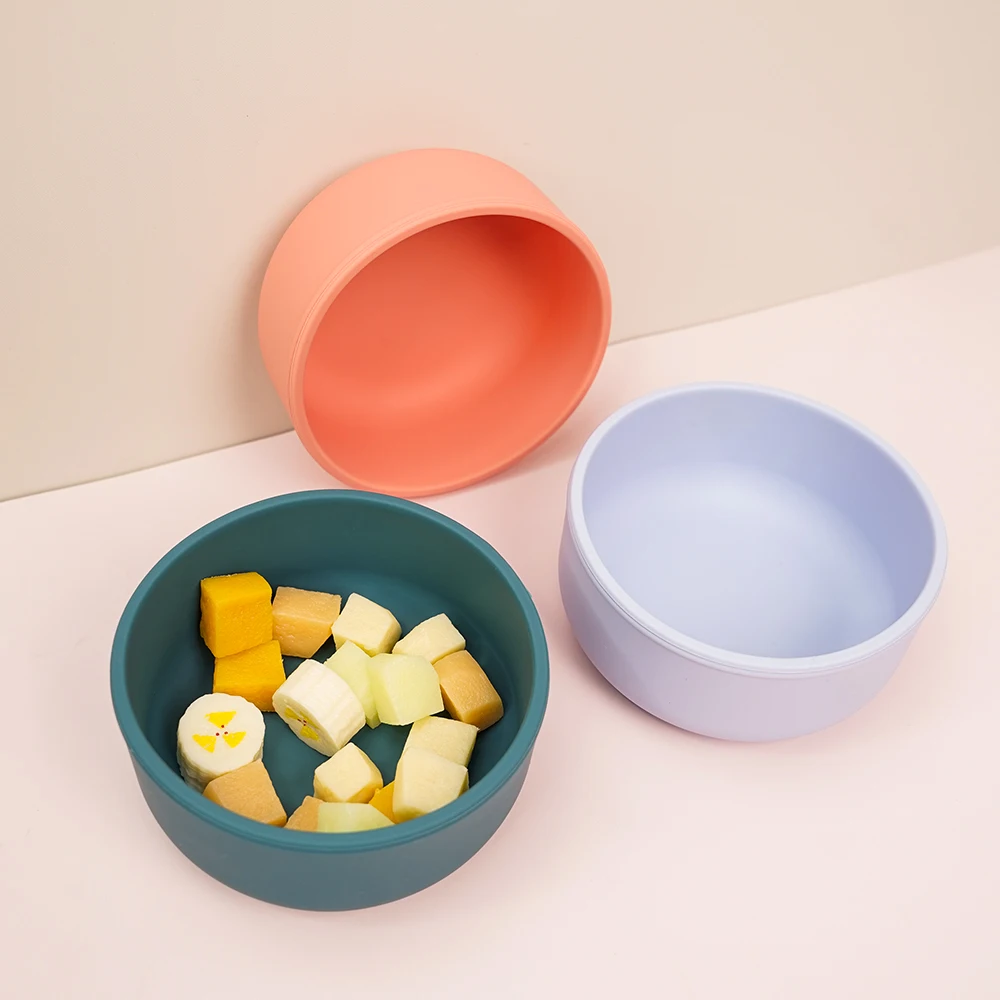 New Arrival Eco-friendly Non-toxic Bpa Free Food Safe Silicone Children Kids Divided Dish baby  feeding bowl