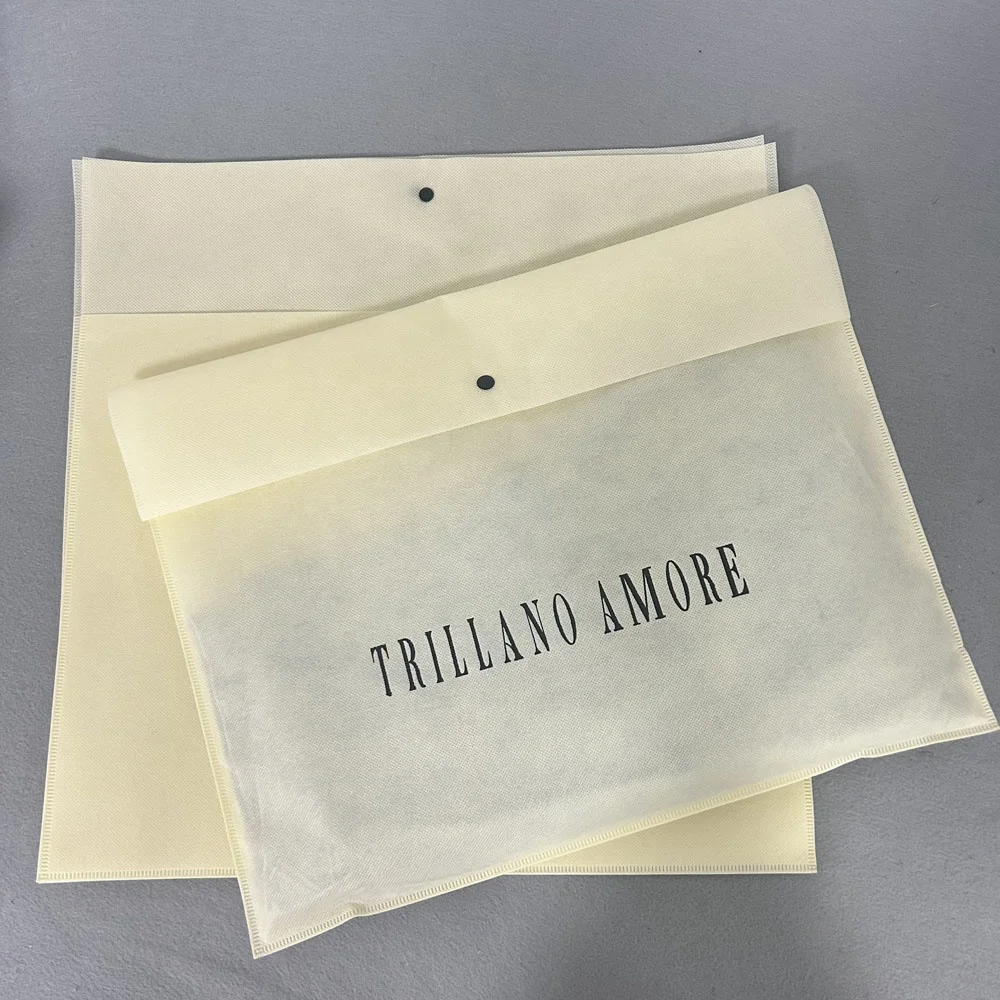 Wholesale Custom logo Non-woven bag packaging Nonwoven snap button Bag Non Woven Bag for clothing