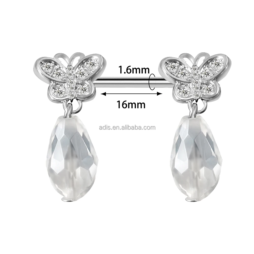 14 г 16 мм Бабочка капля соска кольцо из нержавеющей стали пирсинг тела праздничный подарок для мальчика девочки