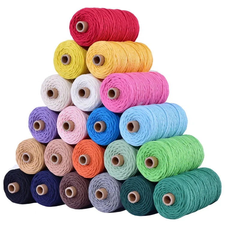 3mm High Quality Colored Cotton Rope Macrame Cord Naturl Macrame Rope For Diy Craft And Home Decoration