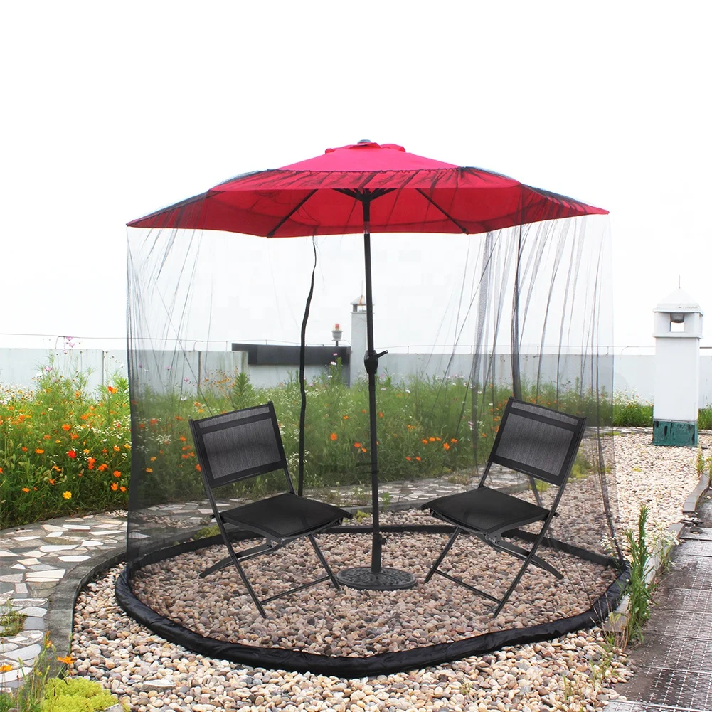 Patio Screens Parasol Umbrella Mosquito Nets with Zipper Door and Adjustable Rope for Patios Outside Outdoor