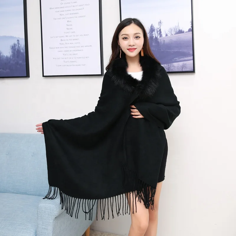 
Fashion Women Autumn Winter Thick Shawl Faux Fur Cashmere Pashmina Scarves Solid Wedding Shawls 