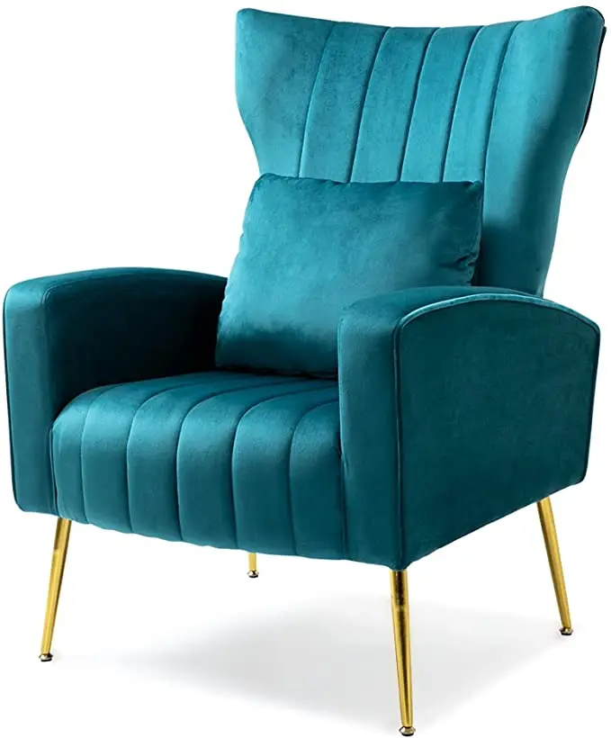 Factory Direct Modern Living Room lounge Chair Upholstered Velvet Armchair Accent Chair with Metal Legs