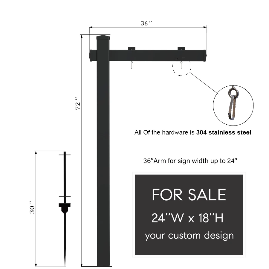 Fentech 36 inch Arm  Black vinyl pvc real estate sign post