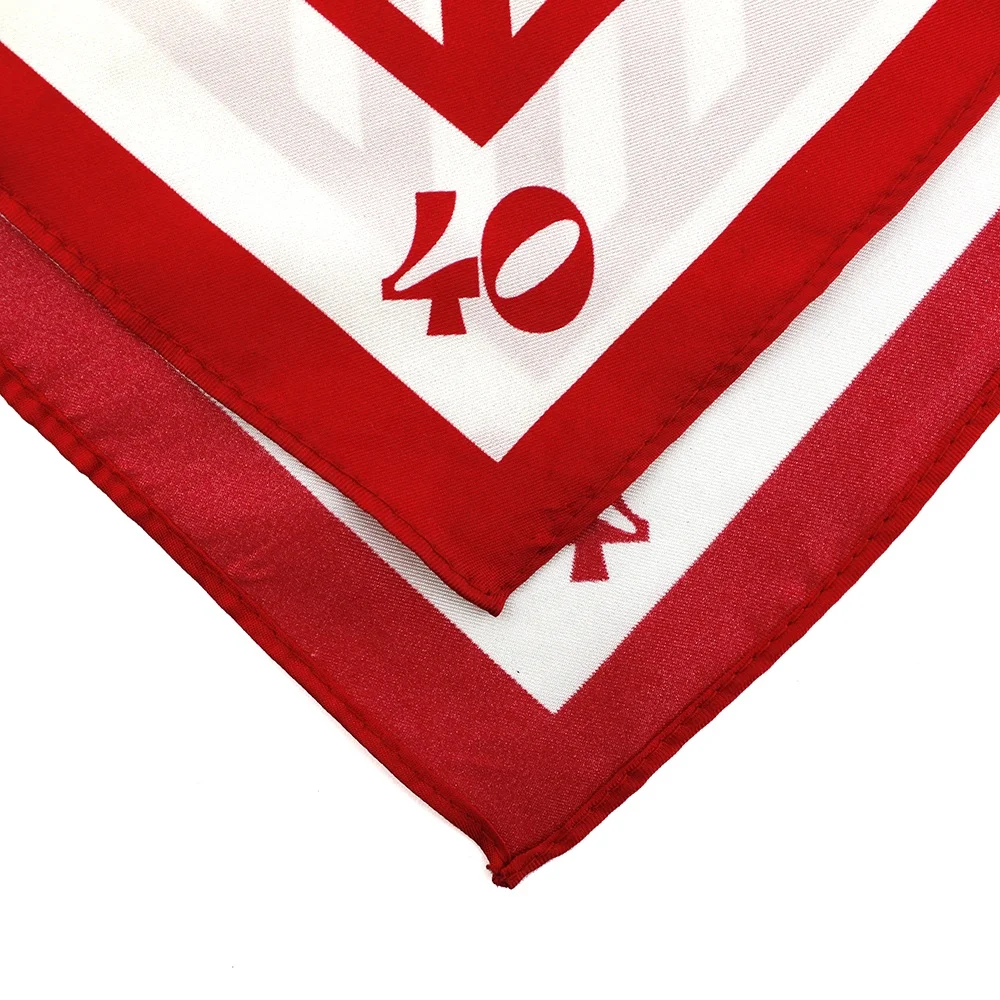 Birthday Party Fashion Lady Girl Bag Bandanas Geometric Striped Red White Square Women Custom Printing 53CM Small Silk Scarf