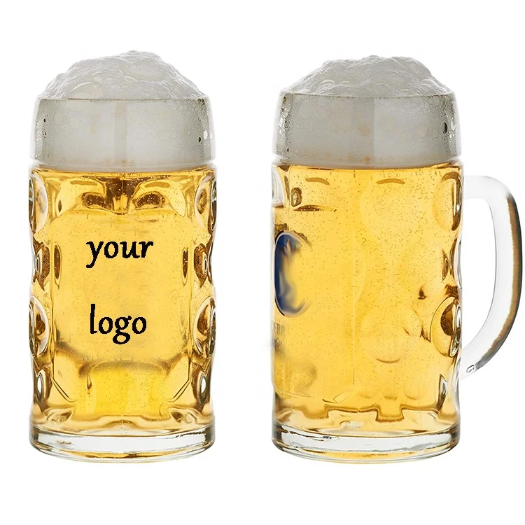 Oktoberfest Custom Logo Clear 0.5L Beer Mug Plastic German Beer Stein with Dimple
