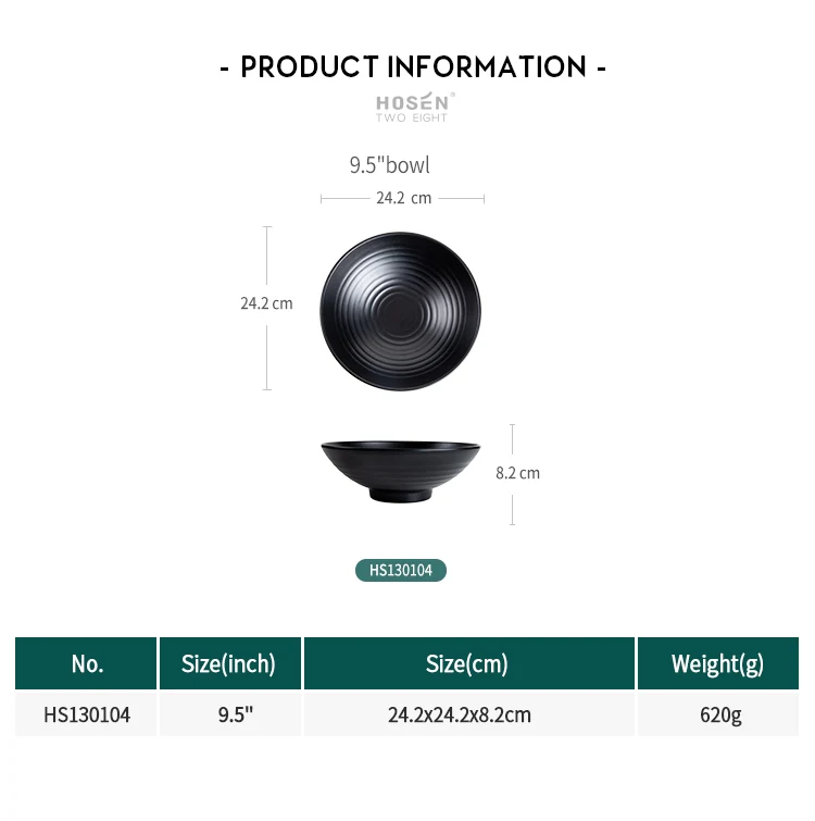 Best Seller Ramen Bowl Ichiran, Wholesale Cheap Reusable Melamine Bowl Black