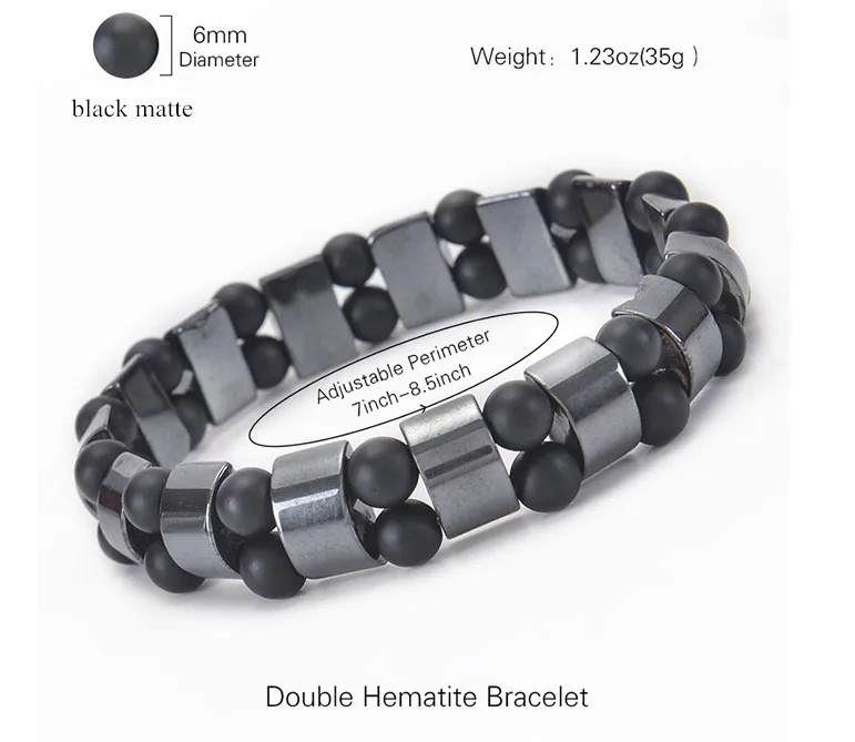 Premium Natural Black Matte Hematite Stone Tiger Eyes Beaded Stretch Cuban Wrap Bracelets Magnetic Healing Jewelry For Mens