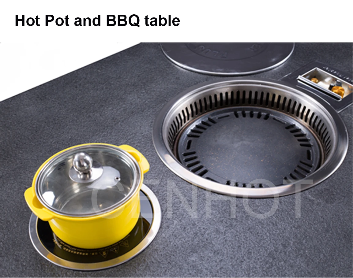 Cenhot Traditional Stone Table Korean BBQ Grill And Hot Pot Cooker Built-In Restaurant