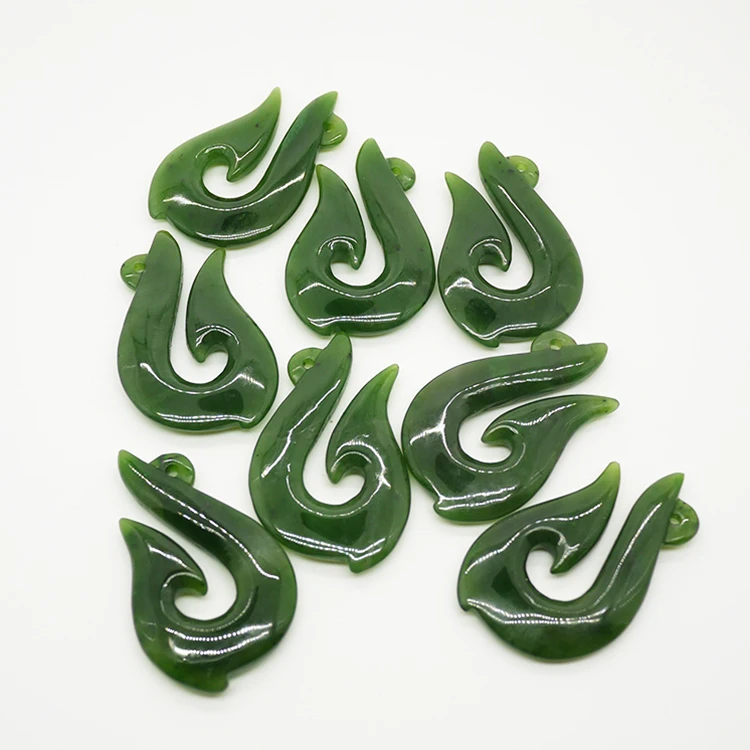Professional supplier engraved hook jadeite jade pendant green nephrite jade