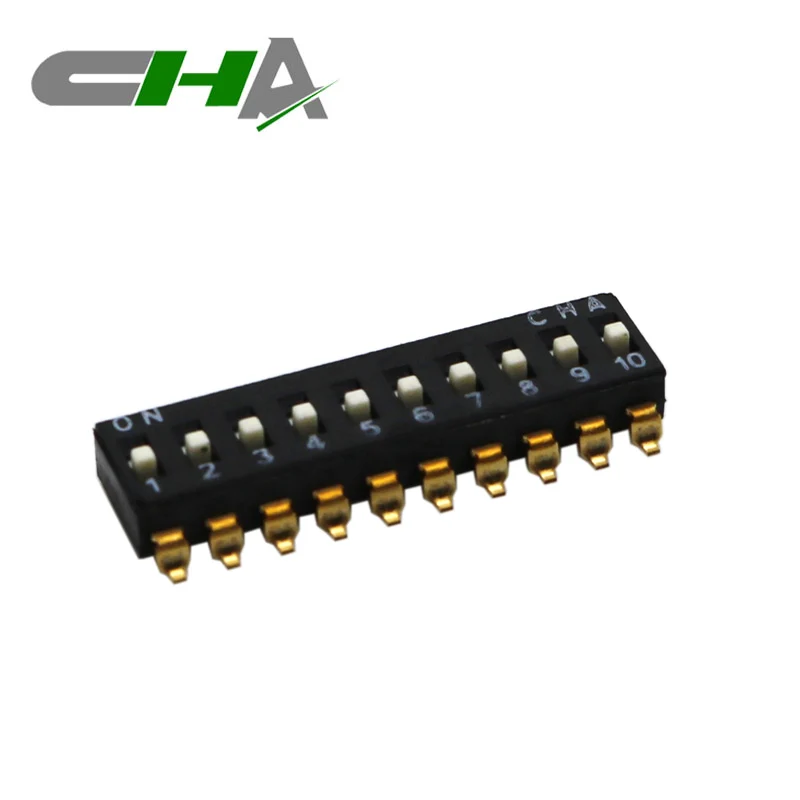 CHA Factory price 2.54mm pitch black dip switch with SMD terminal 8 pin dip switch