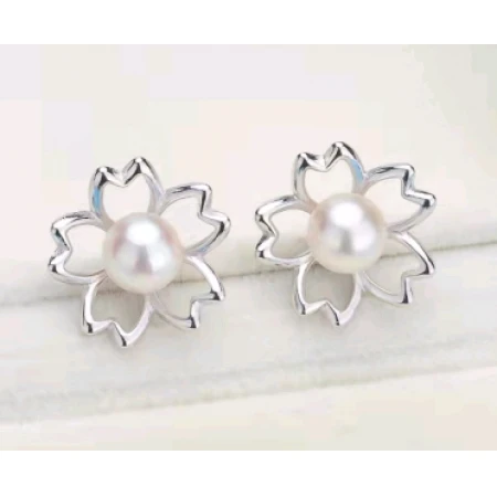 Imitation pearl earrings female hollow flower simple design high-end fashion temperament female ear jewelry