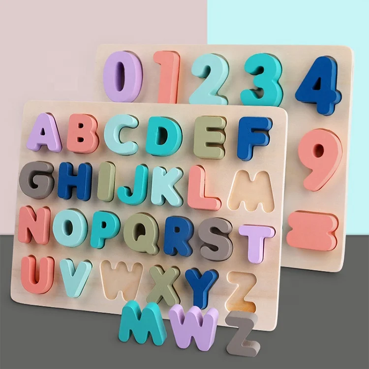 Early learning letters alphabet geometry Digital Shape Cognition wooden puzzle preschool educational toys