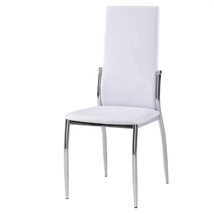 Cheap Kitchen White Chair Metal Legs Restaurant Dining Leather Chairs