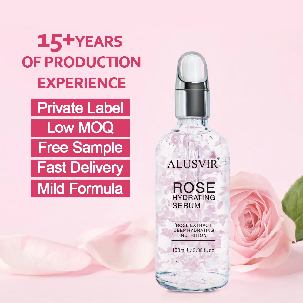 Private Label Face Serum Oem Organic Skin Care Vegan Whitening Anti Aging Repairing Rose Facial Serum Rose Petal Essence
