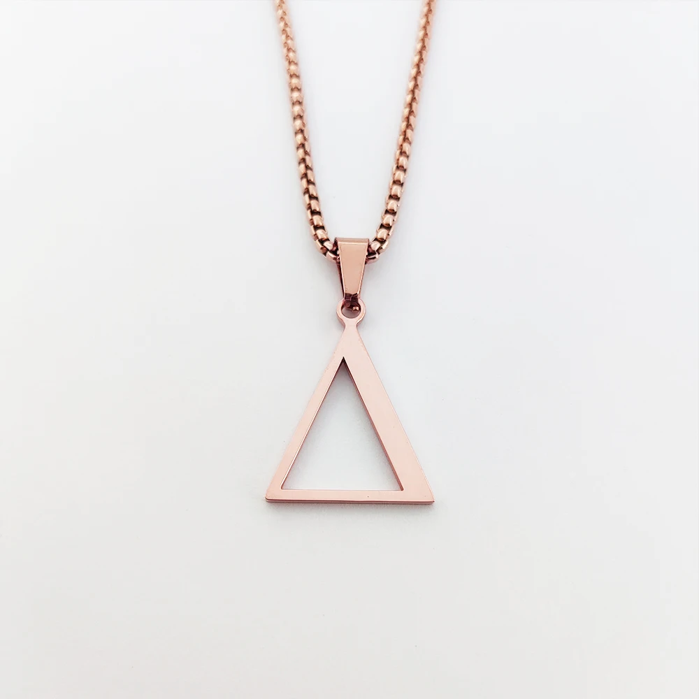 316L Stainless Steel Geometric Triangle Pendant Necklace Fashion Pyramid Delta Greek Letter Charm Necklace Jewelry Vendors