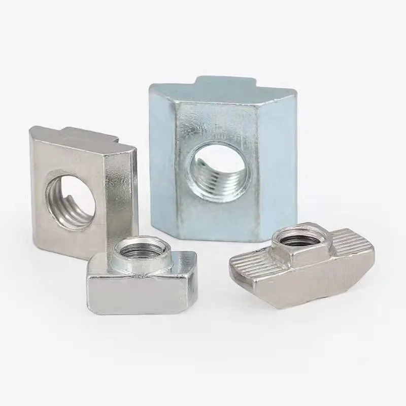 10 x T-Slot Nut Slot 8 - Type I - M8 with step, spring loaded ball, heavy duty, zinc plated steel