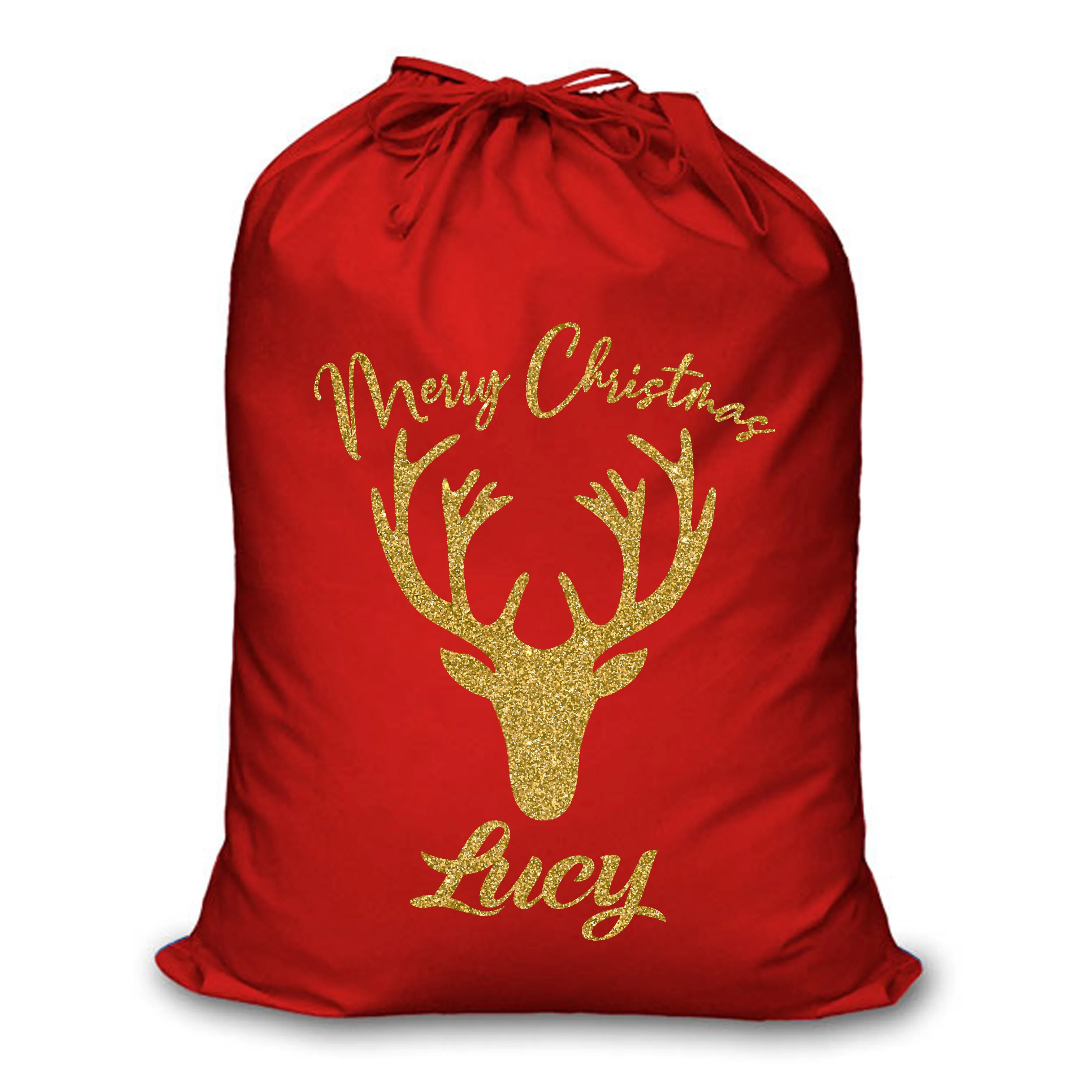 CFP G438 Black Santa Sack Sparkle Christmas  Gold Glitter Santa Sack