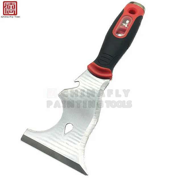 
CTSC012 Top quality 15 in 1 rubber handle stainless steel mirror polishing blade sharp edge scraper putty knife 