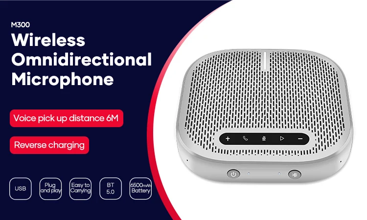 Rocware BT5.0 беспроводной Конференц-динамик телефон перезаряжаемый 6500 мАч полностью дуплексная конференц-система USB громкоговоритель с 4