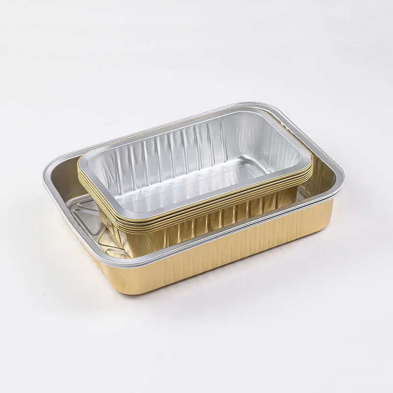Disposable Colored Aluminum Foil Tray With Lid For Takeaway Food Container