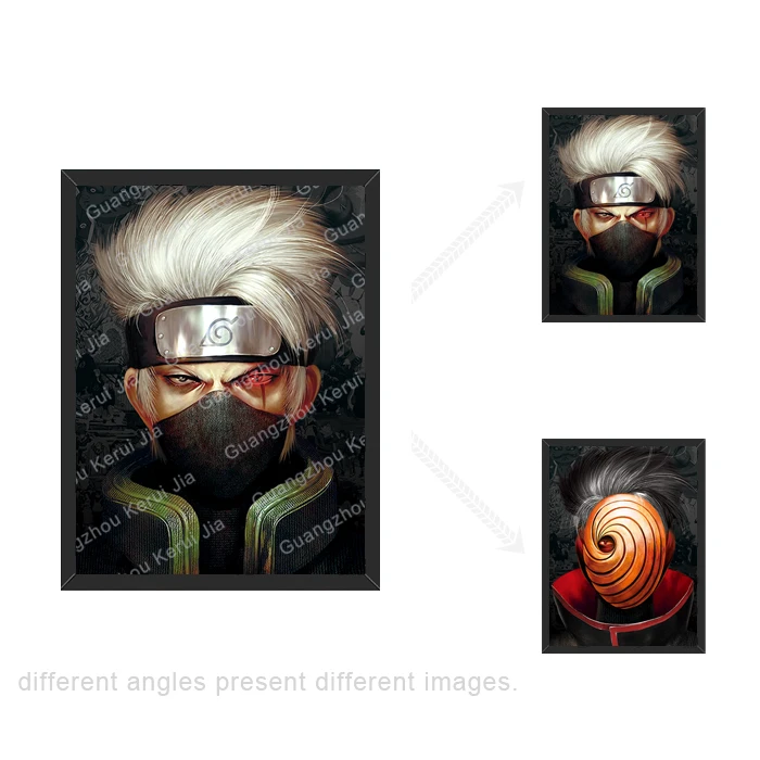 Wholesale Custom Japanese manga Cartoon poster dbz naruto shippuden Hatake Kakashi poster 3d wall picture 3d motion lenticular
