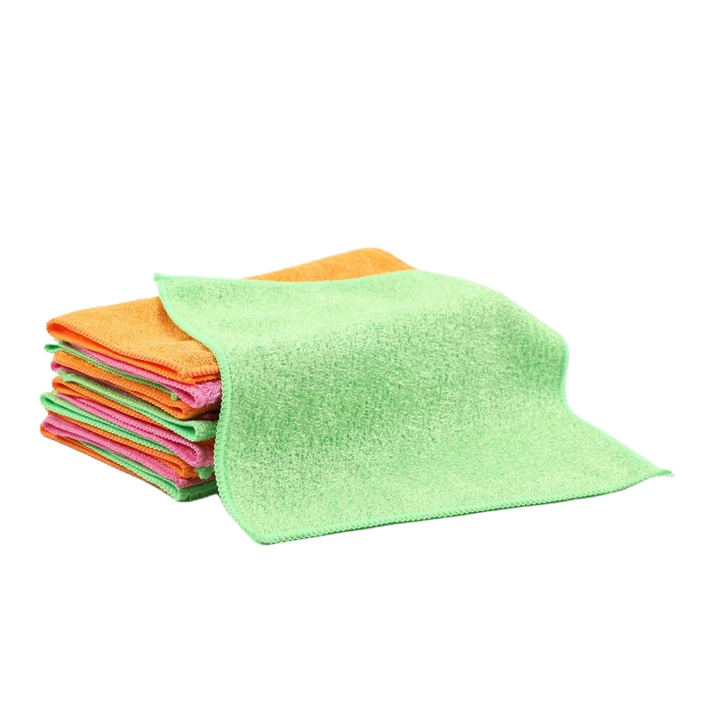 Factory Hot Selling Quick-Dry Kitchen Scouring Cloth Cleaning Towel 25*25cm Solid Color Bamboo Fiber
