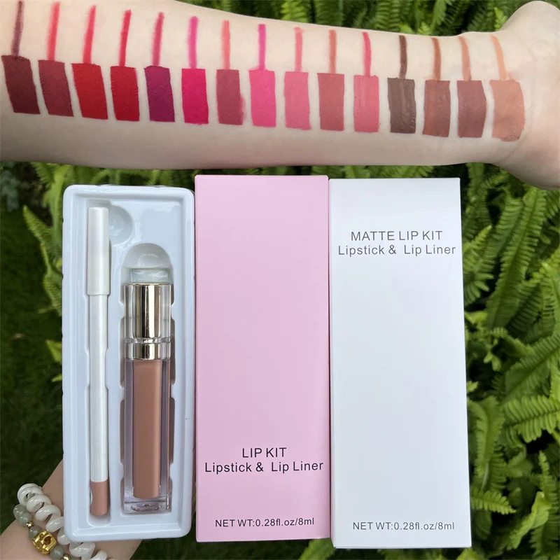 New 21 Colors Waterproof Matte Nude Lipstick Lip kit Pigment Dark Red Black Long Lasting Lip Gloss Women Makeup Lipgloss Kit