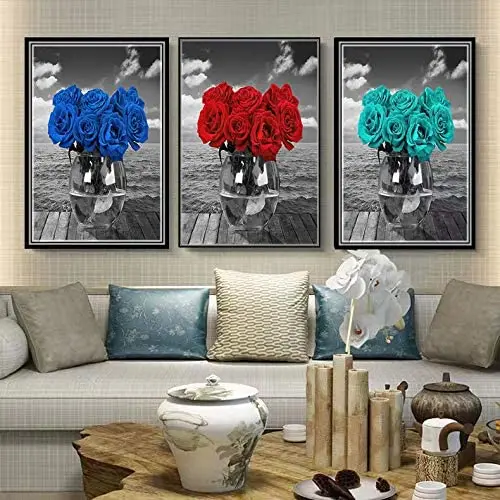 Diamond Painting Kits For Kids Diy 5D Full Drill Crystal Rhinestone Gem Art Dot Embroidery Beach Rose Flowers