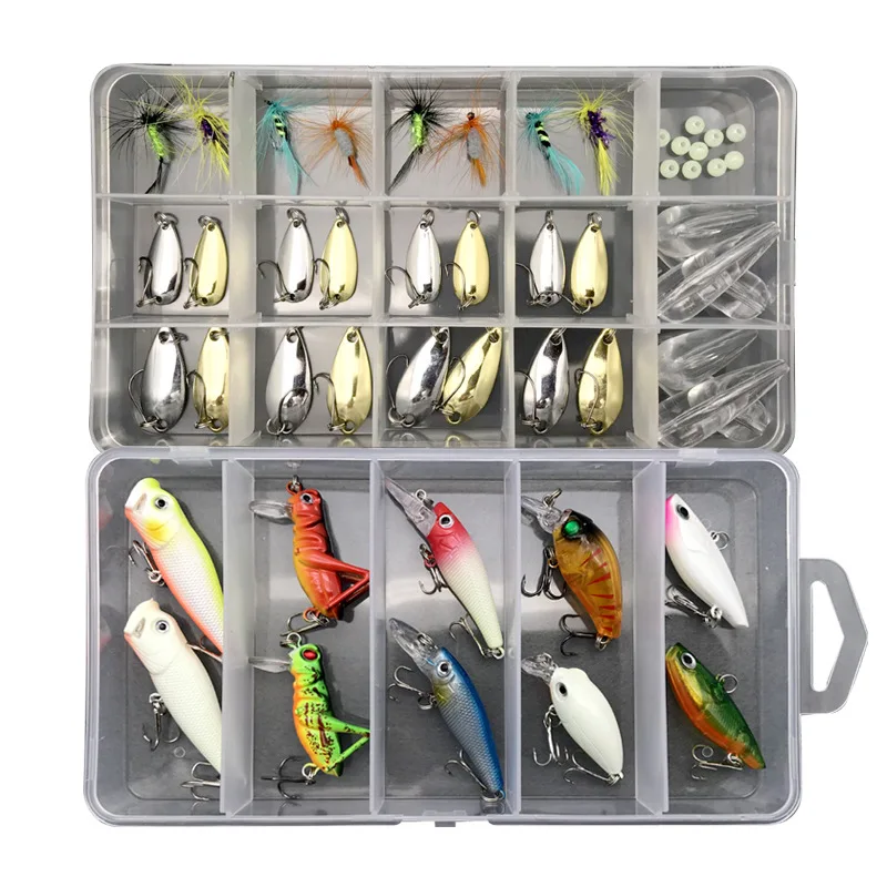 topwater trout fly fishing flies long cast spoon lure minnow popper carp freshwater saltwater fishing tackle kit