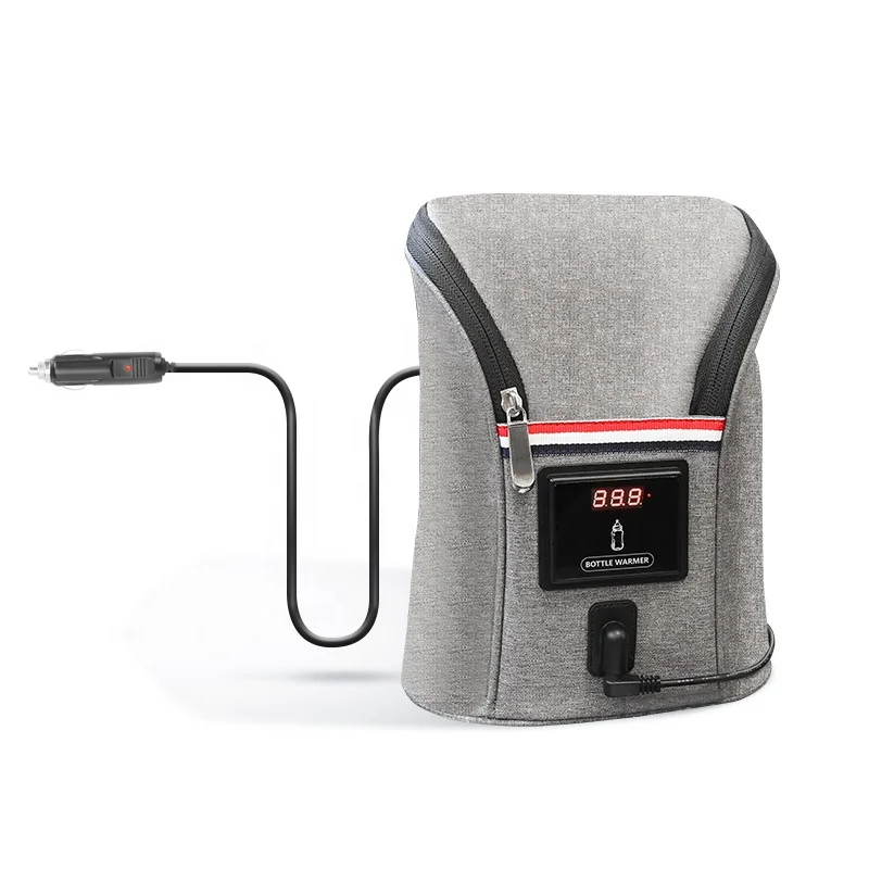 Deluxe Polyester DC 12 V Plug with electronic temperature display double bottles warmer