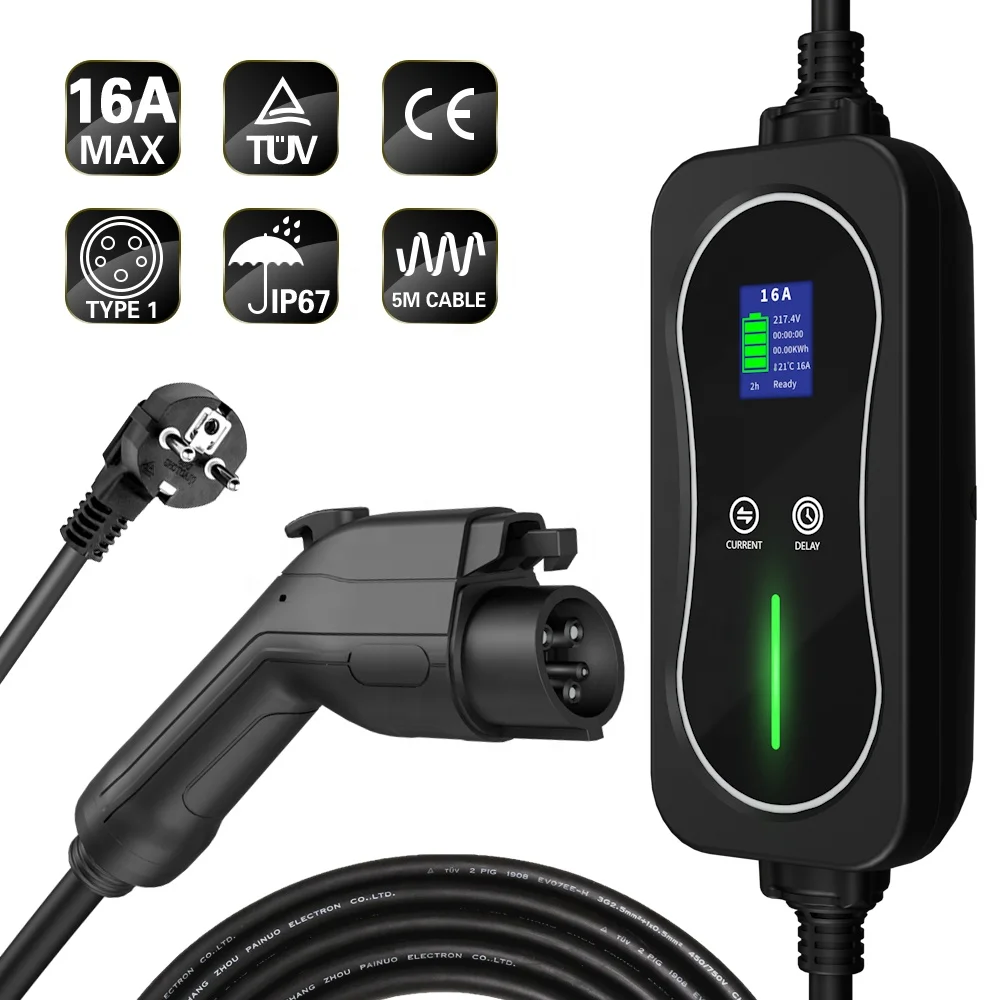 16A TYPE 1 Portable EV Charger With EU Schuko Plug