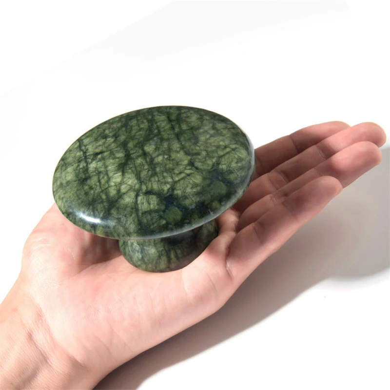 Xiuyan Jade Big Size Mushroom Massage Stone Mushroom Shape Gua Sha Tool Body Healing Stone SPA Energy Stones For Therapy