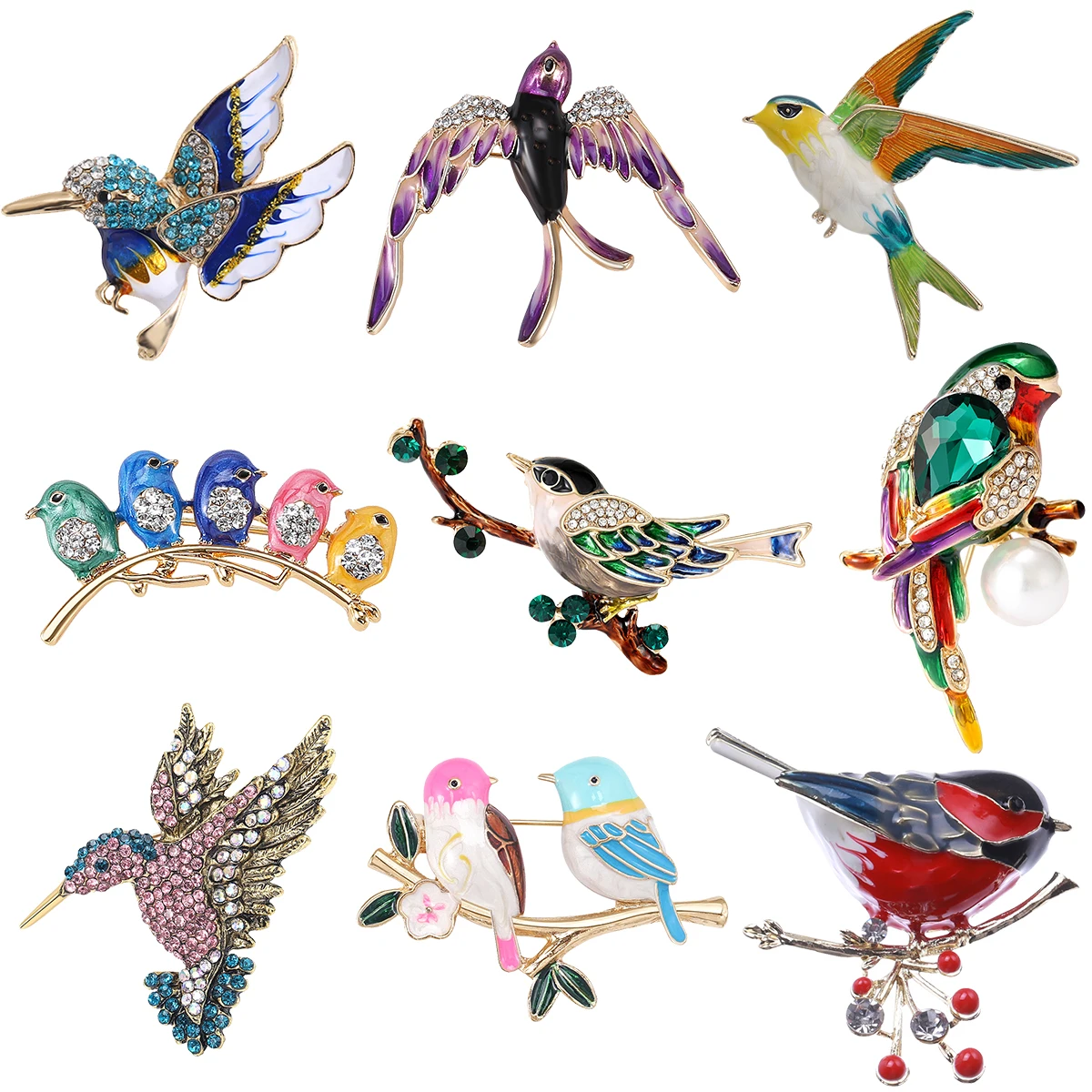 Beaut&Berry Luxurious and High-end Bird Brooches for Women Antique Animal Pin Office Party Casual Accessory Gift