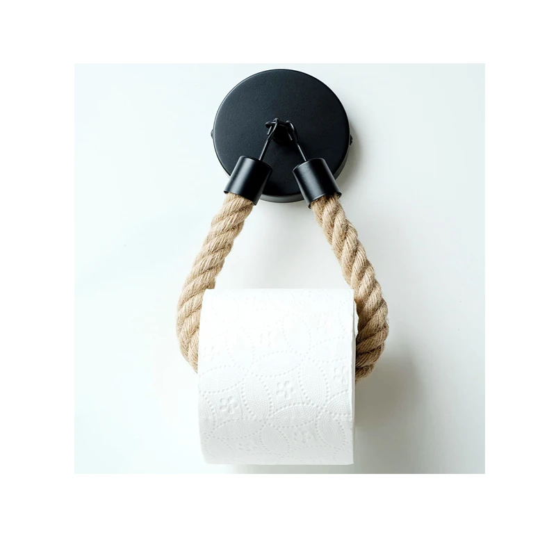 INDUSTRIELLES DESIGN Handmade iron art Tissue holder with hemp rope photography props