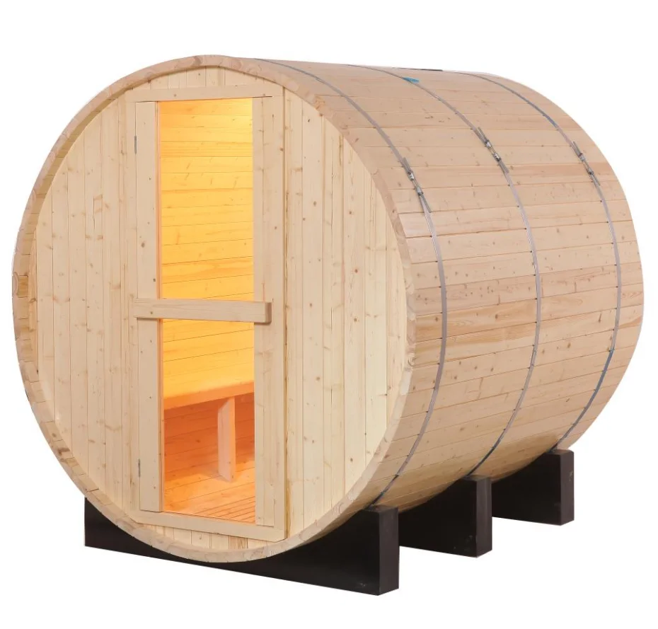 Wood Fired Sauna Room 2 Person Solid Wood Garden Sauna Barrel For Sale