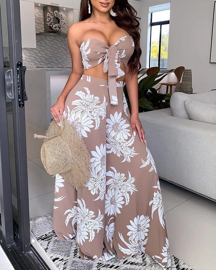 
factory wholesale plus size women clothing loose comfy spandex chiffon wide leg pants set two piece 