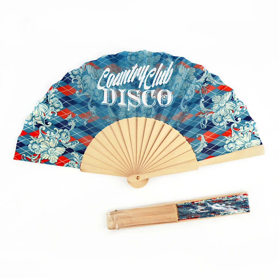 Bamboo customized custom Printed logo wooden Folding paper Hand Held fans party wedding decoration personalized custom hand fan