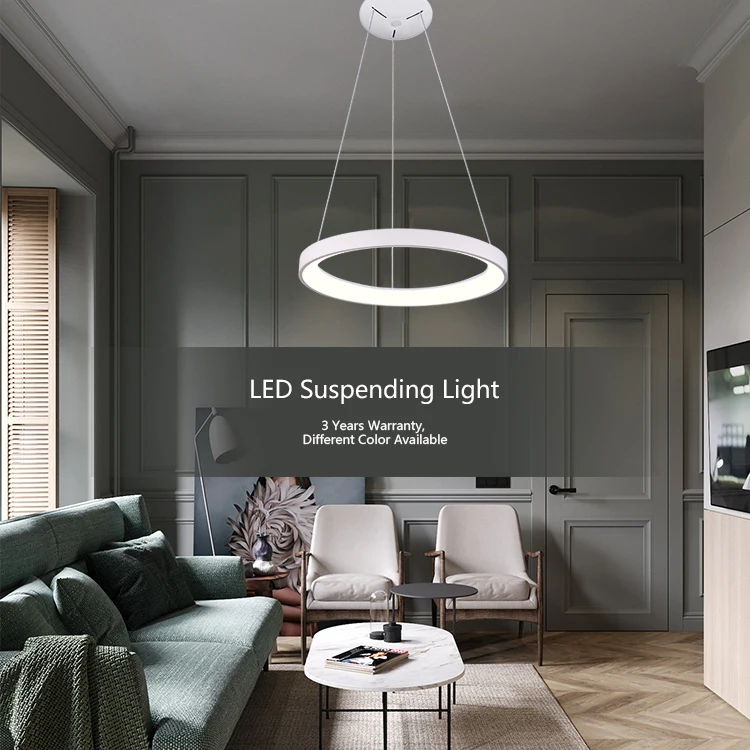Customized Modern Hanging Lights Smart Wifi Switch Circle Ring Chandelier Silver Pendant Light modern hanging lights
