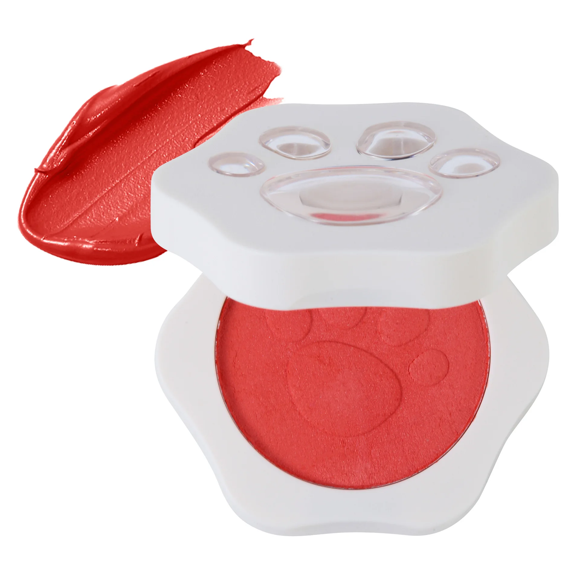 4 Colors Cat Paw High Pigmented Powder Waterproof Long Lasting Private logo White Injection Case Blush Cream Blusher