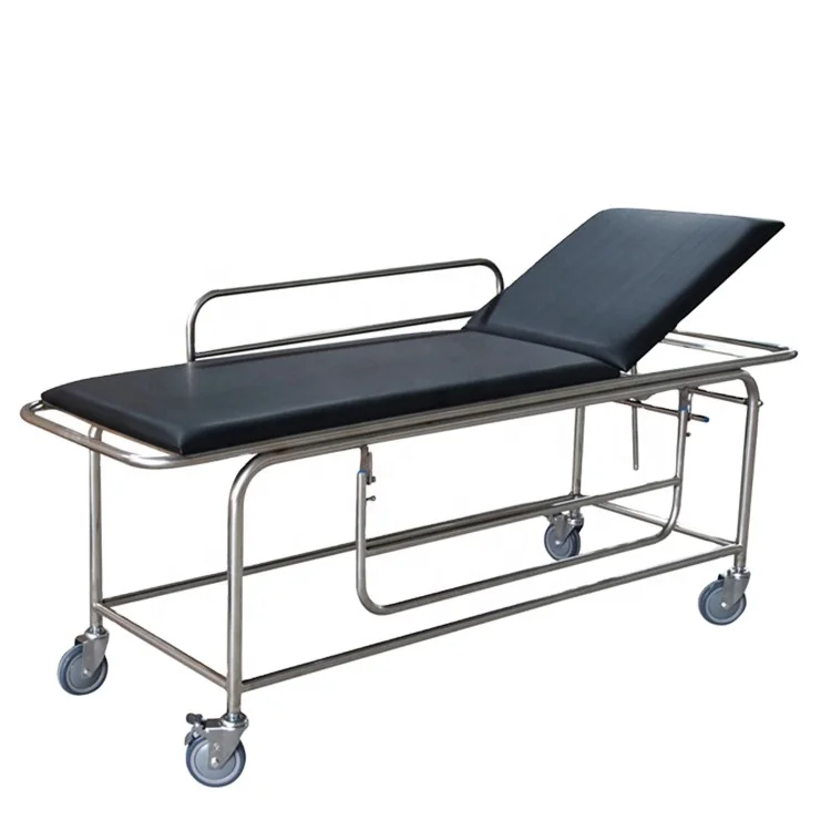 BT-TR013S Stainless Steel Patient Transfer Stretcher medical transport cart with rails IV pole cylinder holder