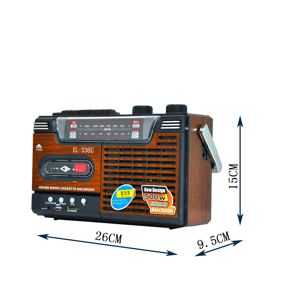 Portable Cassette recorder Player Earphone Jack USB/TF card MP3 player MW SW1 SW2 4 Bands Receiver FM radio
