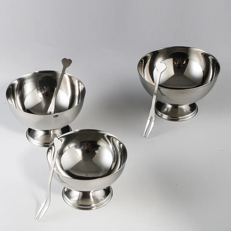 Stainless Steel Glass Ice Cream Bowl Metal Pudding Cups Salad Dessert Holder Diy Ice Cream Parfait Snack Fruit Candy Container