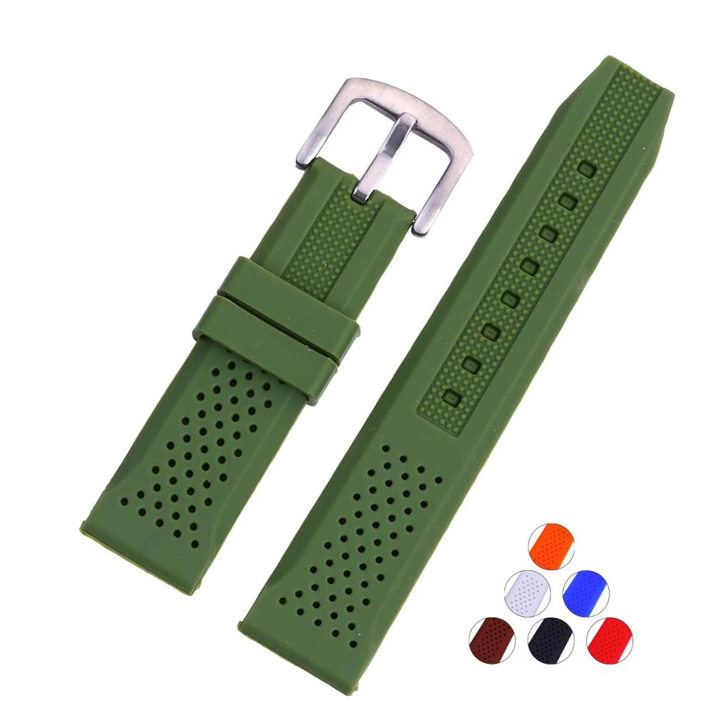 LAIHE Waterproof 18mm 20mm 22mm 24mm Rubber Watch Strap for