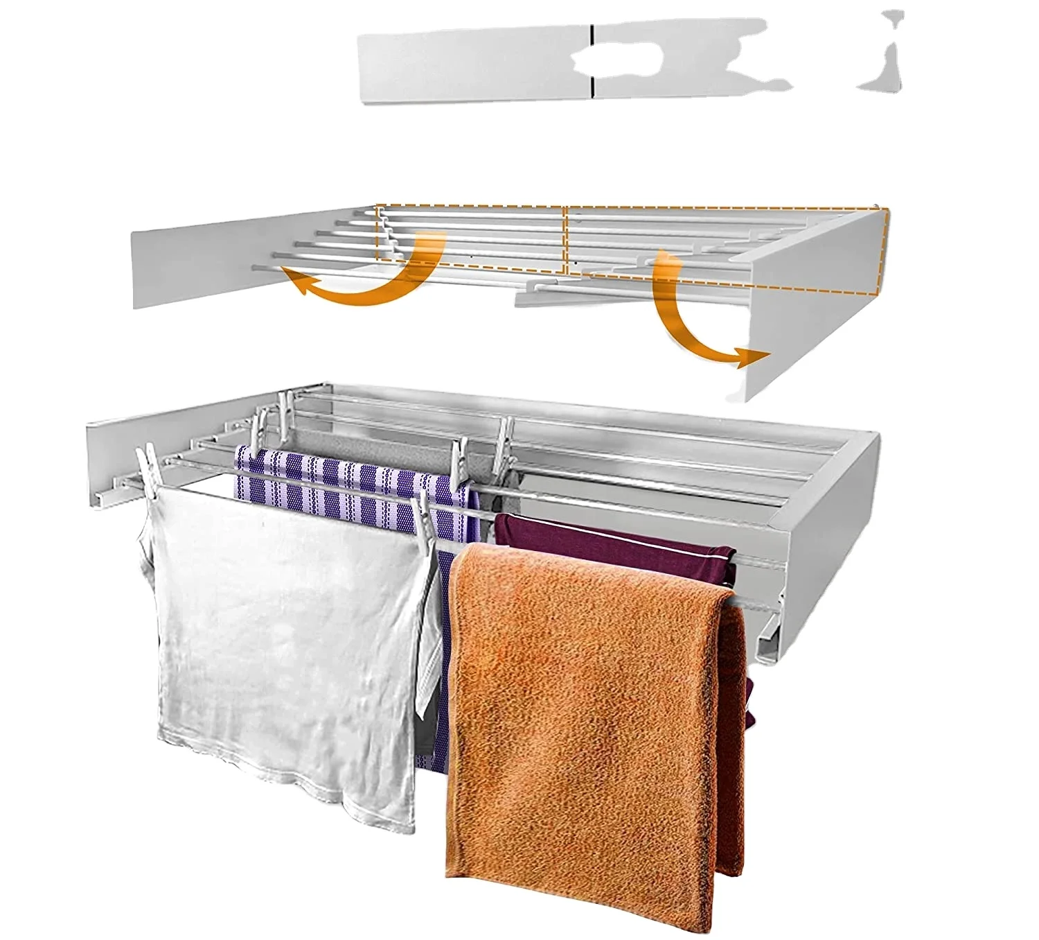 Wall Mounted Fold Away Metal Clothes Dryer Aluminum Hangers for Clothes Foldable Balcony Dryer for Kitchen and Bathroom Use
