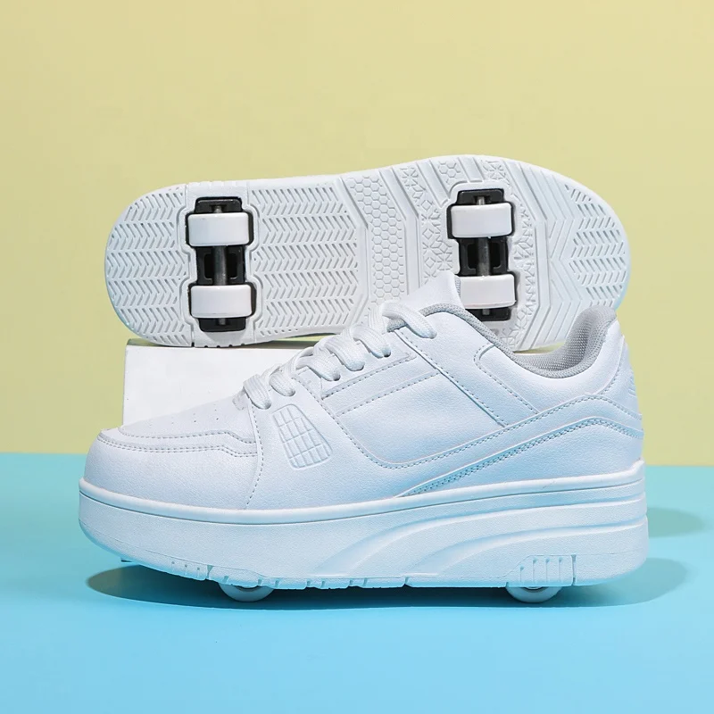 Adult double-wheeled running shoes boys deformed pulley shoes students girls children can slide with wheels new style shoes
