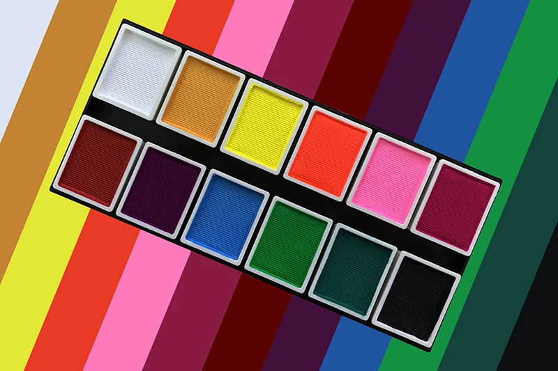 Professional Water activated 12 uv neon color private logo fluorescent face body paint palette body painting supplies