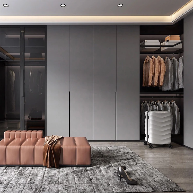 Italian luxury big wardrobe closet room cabinet glass sliding wardrobe doors design